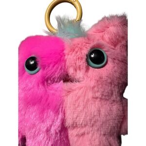 Zuru Fuggler Plush Keychain Pink Blue Two Faced Monster Button Eyes
